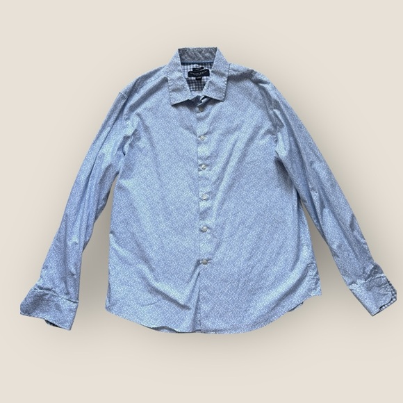 Pronto Uomo - Modern Fit Blue Patterned Shirt - Size L - Picture 2 of 11